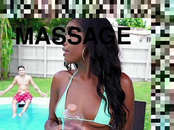 Ass massage leads to amazing sex with hot ebony Ashley Aleigh