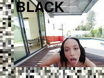 Hot Day By The Pool With Black Skinny Neighbor Alexis Tae - Naked Ebony Babe Outdoor Fuck