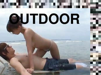 Outdoor fucking on the beach with Ayami Shunka and her man