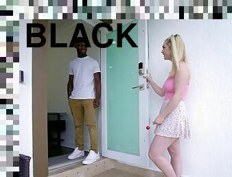 Blonde slut Layla Belle wants to ride a hard black cock like a pro