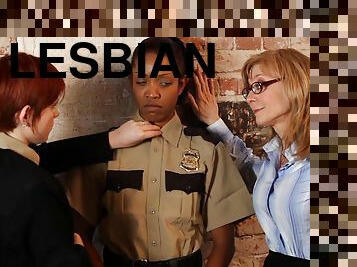 Interracial lesbian pussy licking with Nina Hartley & Lily Cade
