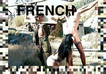 French 2 femdom ladys fuck threesome a solider