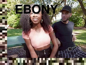 Ebony chick Nicole Kitt with nice boobs gets fucked by a white dude