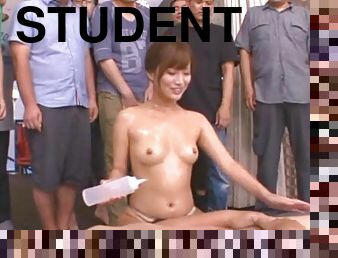 Kokone Mizutani gives an amazing handjob while her student watch