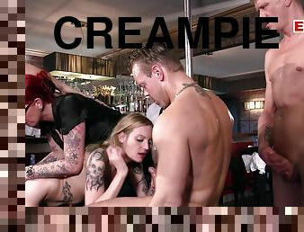 Creampie amateur gangbang party with german girls