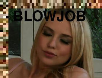 Slender blonde slut enjoys being fucked on the floor