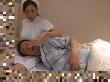 Video of Japanese nurse giving head and riding his stiff dick