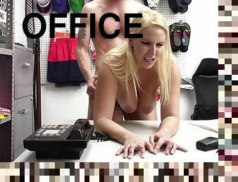 Quickie fucking in the office with large ass model Vanessa Cage