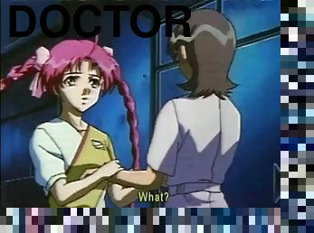 Naughty anime doctor squeezing her patients boobs