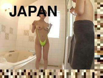 Oiled ass Japanese chick Shinoda Yuu enjoys jerking off his cock