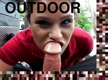 Attractive sexy Jayden Riley gets hooked outdoors and fucked in cunt and mouth