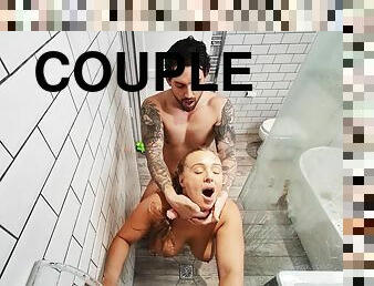 Quickie fucking in the shower with cock hungry slut Beth Bennett