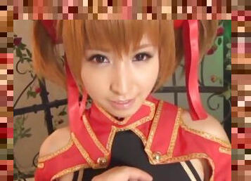 Cute Japanese chick in cosplay moans during passionate fucking
