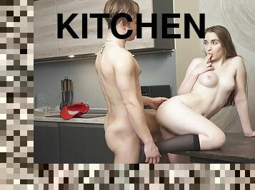 Sensual fucking in the kitchen with desirable amateur Nasty