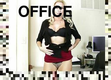Naughty secretary Jessica Taylor opens her legs to play in the office