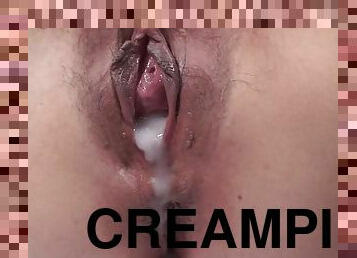 Closeup video of amazing fucking with creampie ending for MILF Chiho