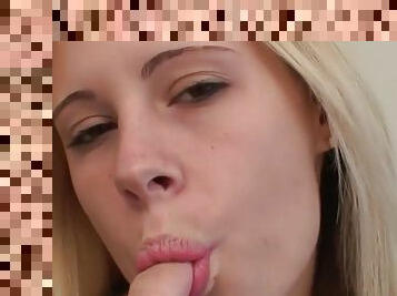 Sexy blonde 18 yr old amateur sucks and fucks on video