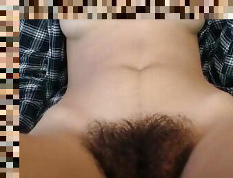 Extremely hairy pussy on webcam