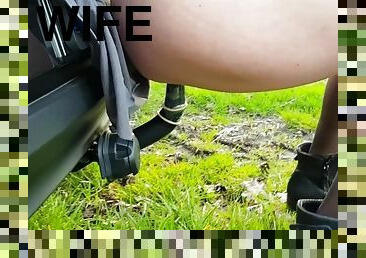 Pervert wife fuck the tow-bar