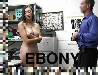 Ebony pornstar Madi Laine gets fucked by a dirty security guard