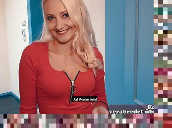 German hot blonde skinny teen at pov date