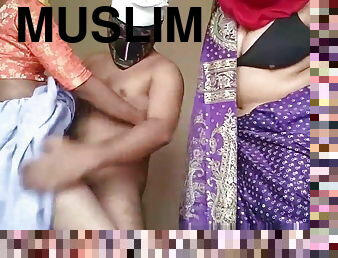 Two Muslim slut in hijab fuck with man