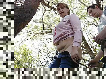 While I was walking through the woods I found this MILF and fucked her hard