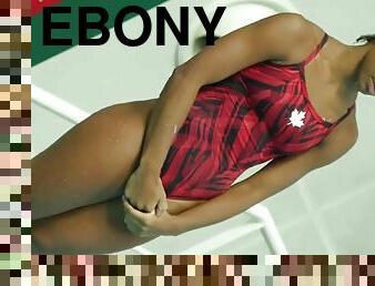 Ebony girl swimming in the pool