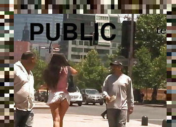 Slutty teen flashes her ass in public