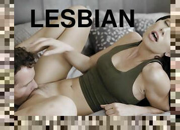 Very Hot dark haired lady eighteen years old tells boyfriend she is a lesbian