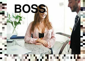 Curvy Krissy Lynn opens three holes for the well-hung boss