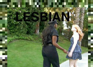 Ariel Stoman and Camille Morgan in amazing lesbian interracial scene