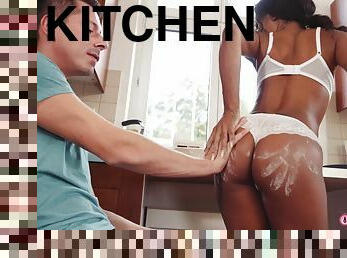 Hardcore interracial fucking in the kitchen with hot ass Kiki Minaj