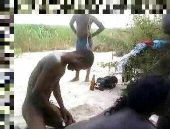 Africans in the savanna fuck on camera