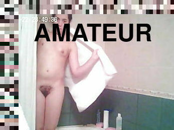 baignade, poilue, amateur, ados, cam, voyeur, douche, solo, caché, petits-seins