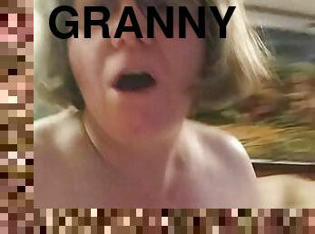 Granny play with dildo