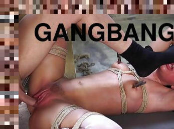 Darkhaired slave sodomy gangbang training