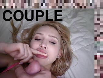 Homemade video of blonde Alix Lynx having passionate sex on the sofa