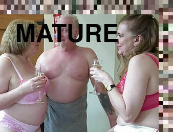 Little showoff lead to hardcore threesome sex with horny matures