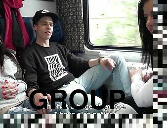 Slovakian teenagers fuck on the train