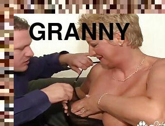 Huge breasts granny gets got laid by two massive dicks