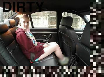 Dirty blonde bitch Carly gets fucked in the back of the police car