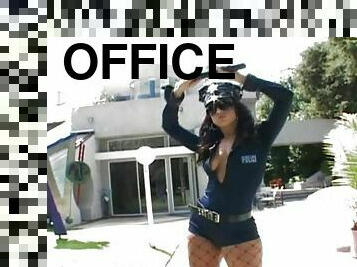 Naughty police officer Ricki White fucked in her pussy and ass