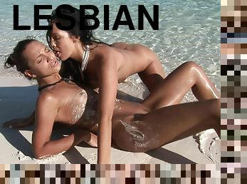 Erotic lesbian movie on the beach with Regina Moon & Sabrina Sweet