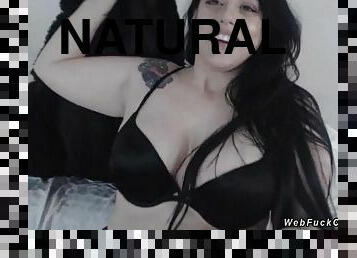 Natural huge boobs brunette amateur babe exposing her breats on webcam
