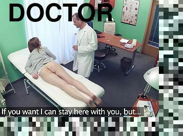 Hot patient Luca Bella strips and turns on her doctor who fucks her