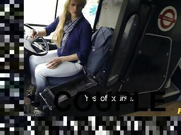Blonde buss driver Brittany gets slammed by a horny passenger