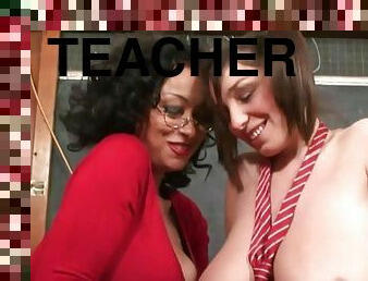 gros-nichons, écolière, enseignant, lesbienne, natte, horny, naturel, coquine, gros-seins, seins