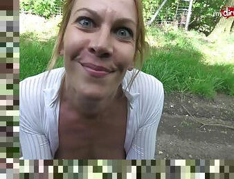 Amateur German MILF wife fucked outdoors