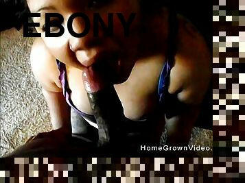 Before standing doggy chubby ebony blows friend's penis on the floor